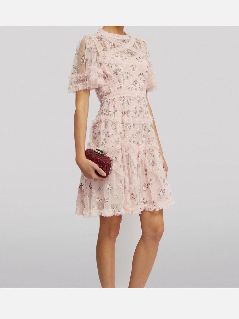 Needle & Thread Ophelia Mini Dress in Petal Pink